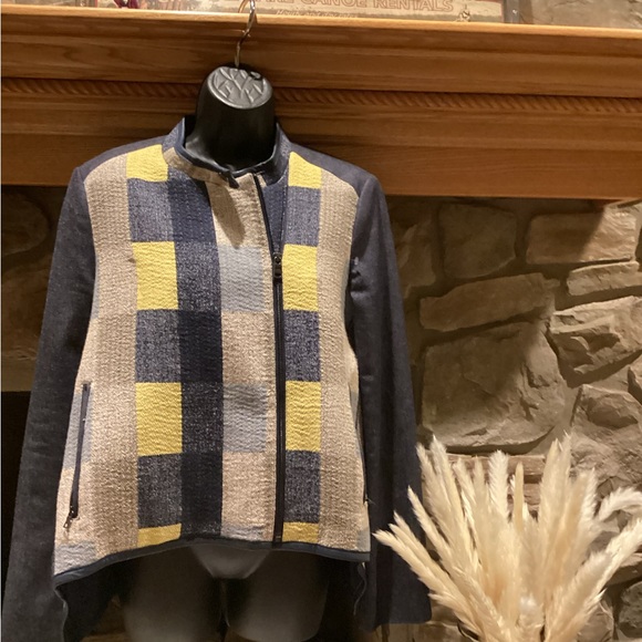 NWOT BCBG MAXAZARIA DENIM PATCHWORK JAKOB MOTO JACKET SZ. S - Picture 3 of 14